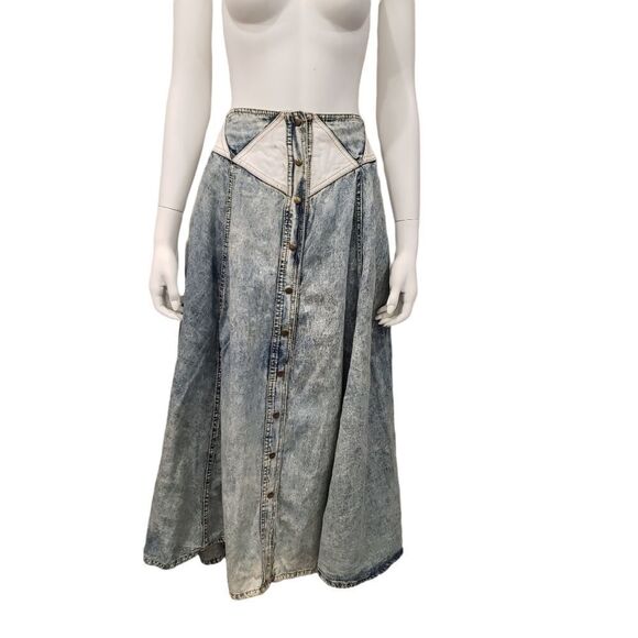 Vintage Reboundi Jean & Leather Detail Skirt - Picture 15 of 16